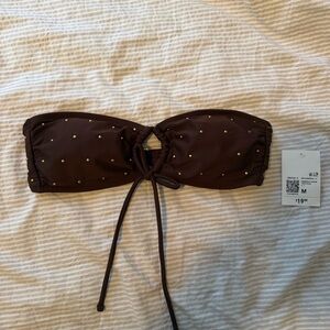 Forever 21 Brown Bikini Top with Gold Dots